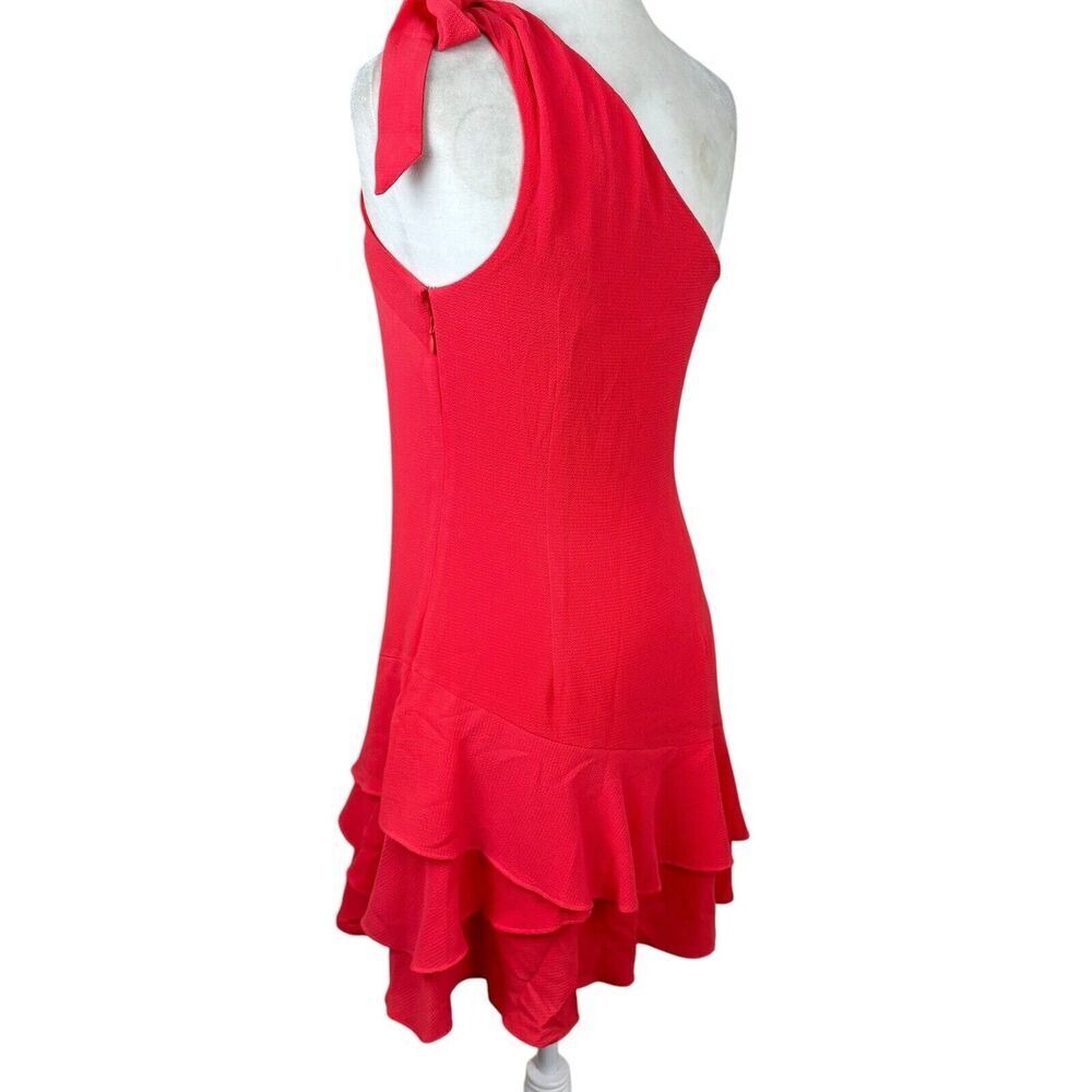 BCBG Dress Womens Size 4‎ Orange Teired Ruffle Asymmetrical Cocktail Mini New - Picture 15 of 15